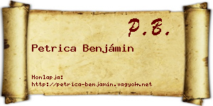 Petrica Benjámin névjegykártya